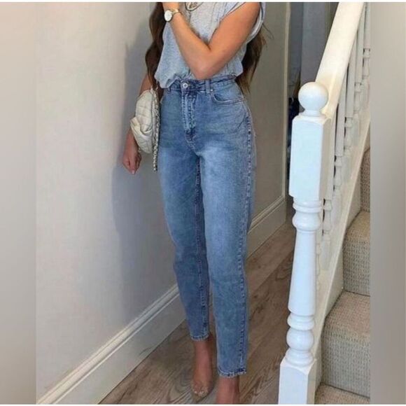 Zara Comfort Mom Fit High-Rise Ankle Length Denim Jeans Women’s 10 - Picture 1 of 12